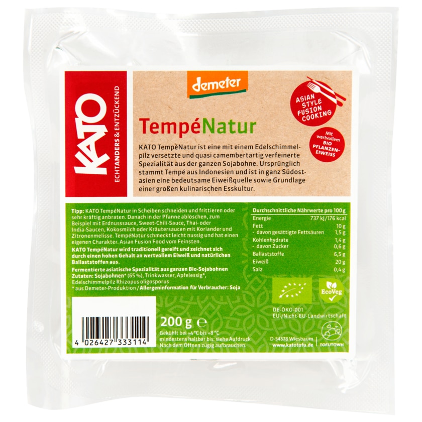Kato Bio Demeter Tempé Natur 200g